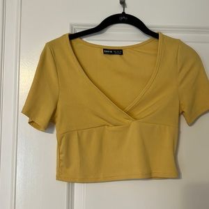 Yellow cropped t shirt size small